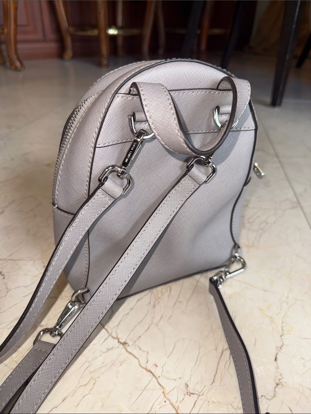Michael Kors Light Gray Perforated Mini Backpack - Picture 5 of 8